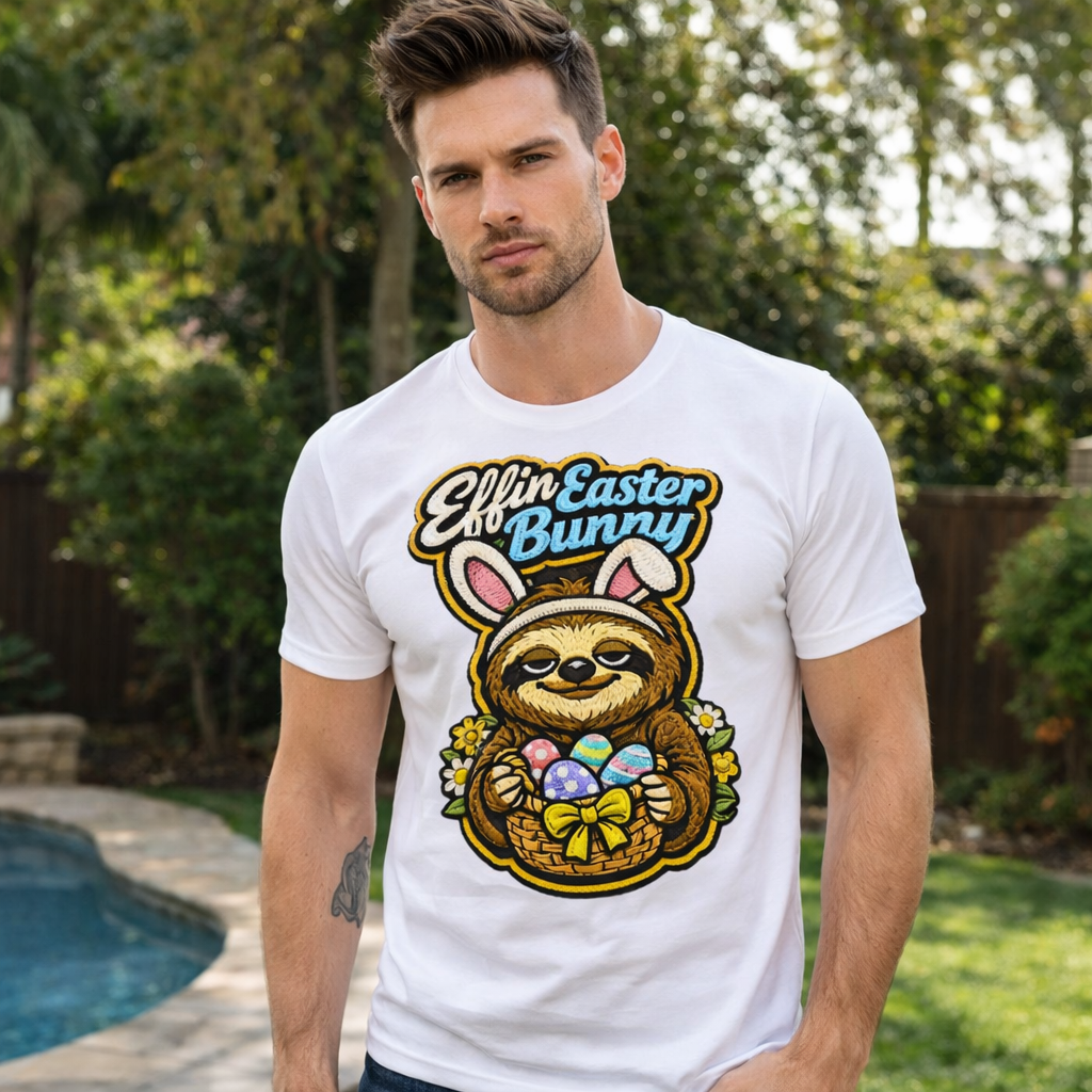 Effin Easter Bunny Sloth T-Shirt | Funny Cute Easter Graphic Tee for Men & Women