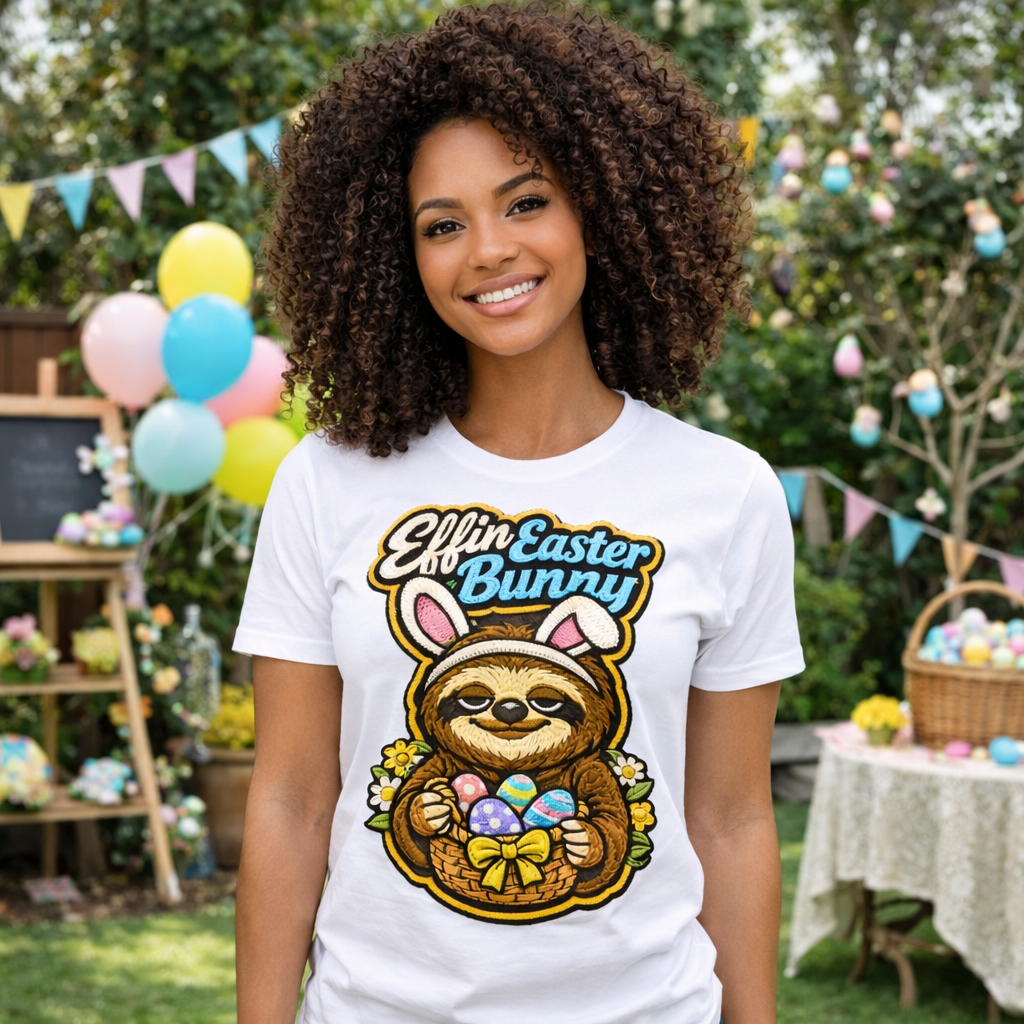 Effin Easter Bunny Sloth T-Shirt | Funny Cute Easter Graphic Tee for Men & Women