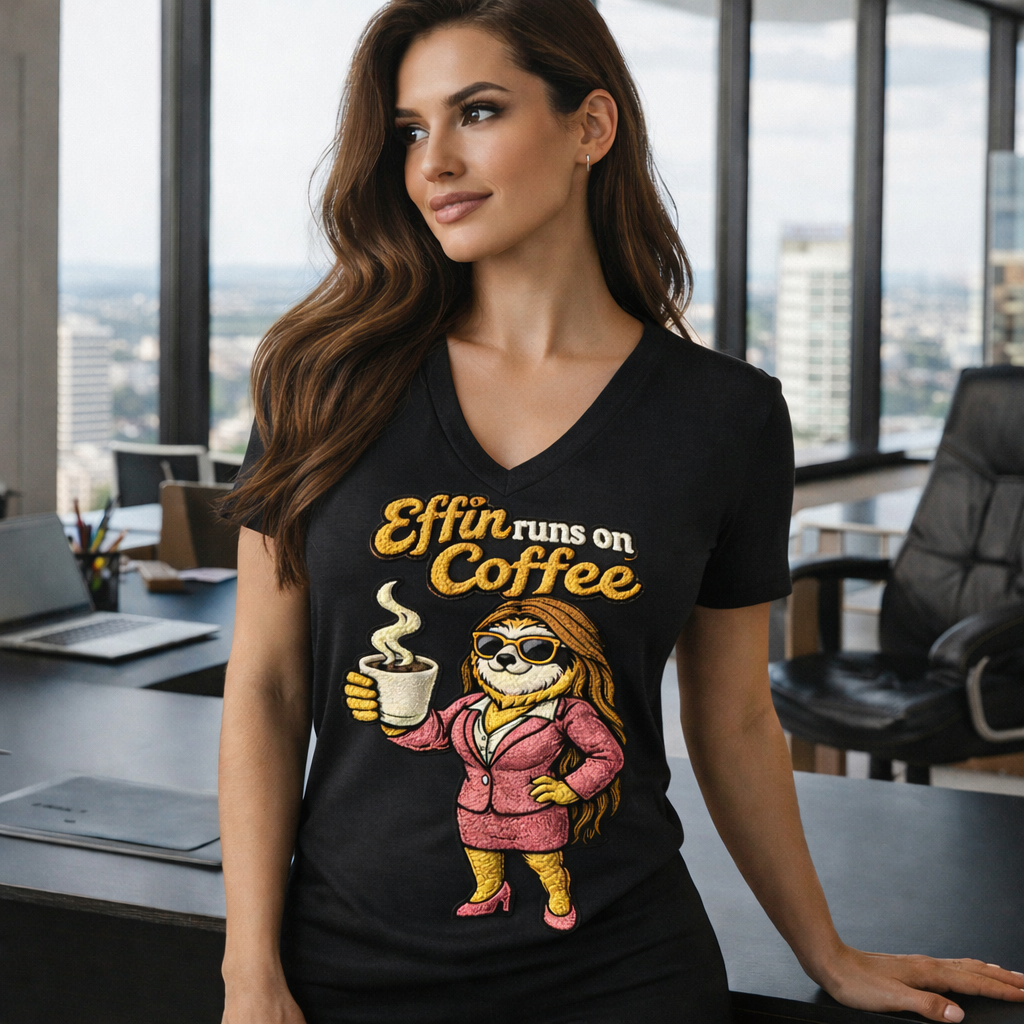 Girl Effin Runs on Coffee T-Shirt | Funny Coffee Lover Graphic Tee for Boss Women