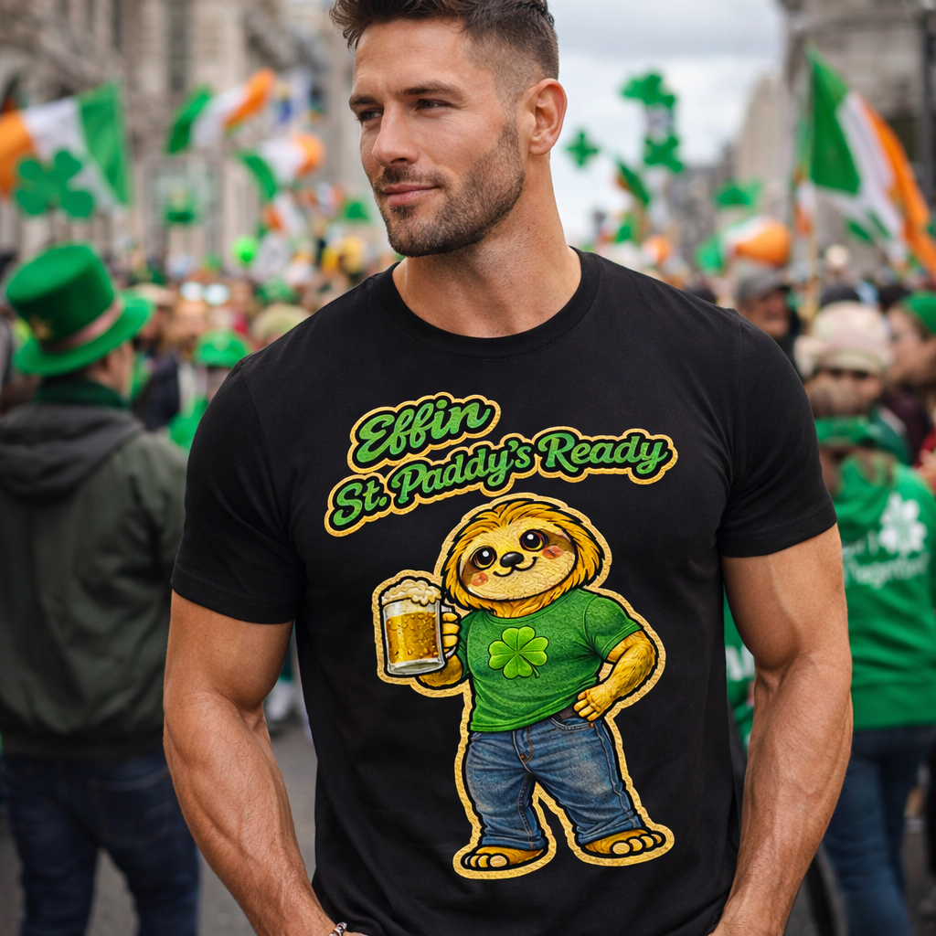 Effin St. Paddy’s Ready Sloth Guy Shirt | Sloth in Jeans | Funny St Patrick’s Day Drinking Tee
