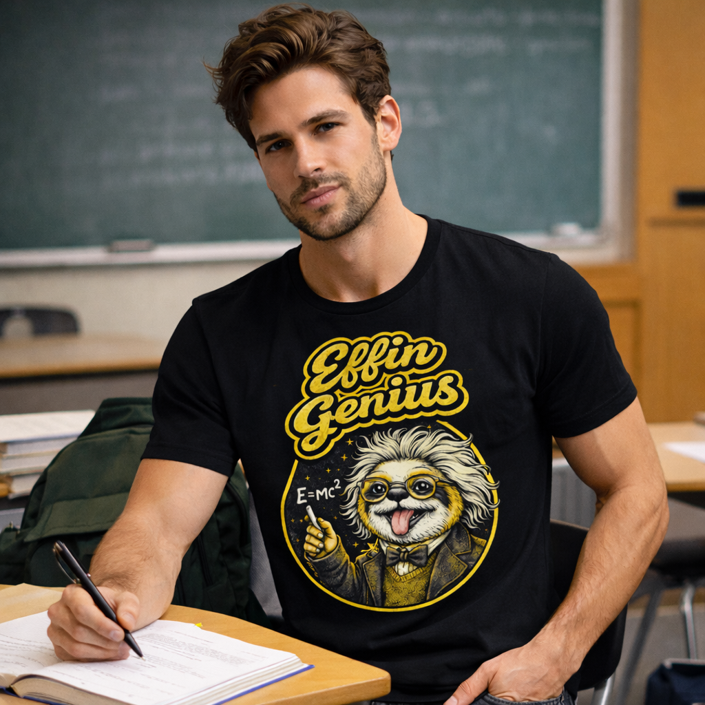 Effin Genius | Smart Sloth Edition | Funny Science Graphic T-Shirt